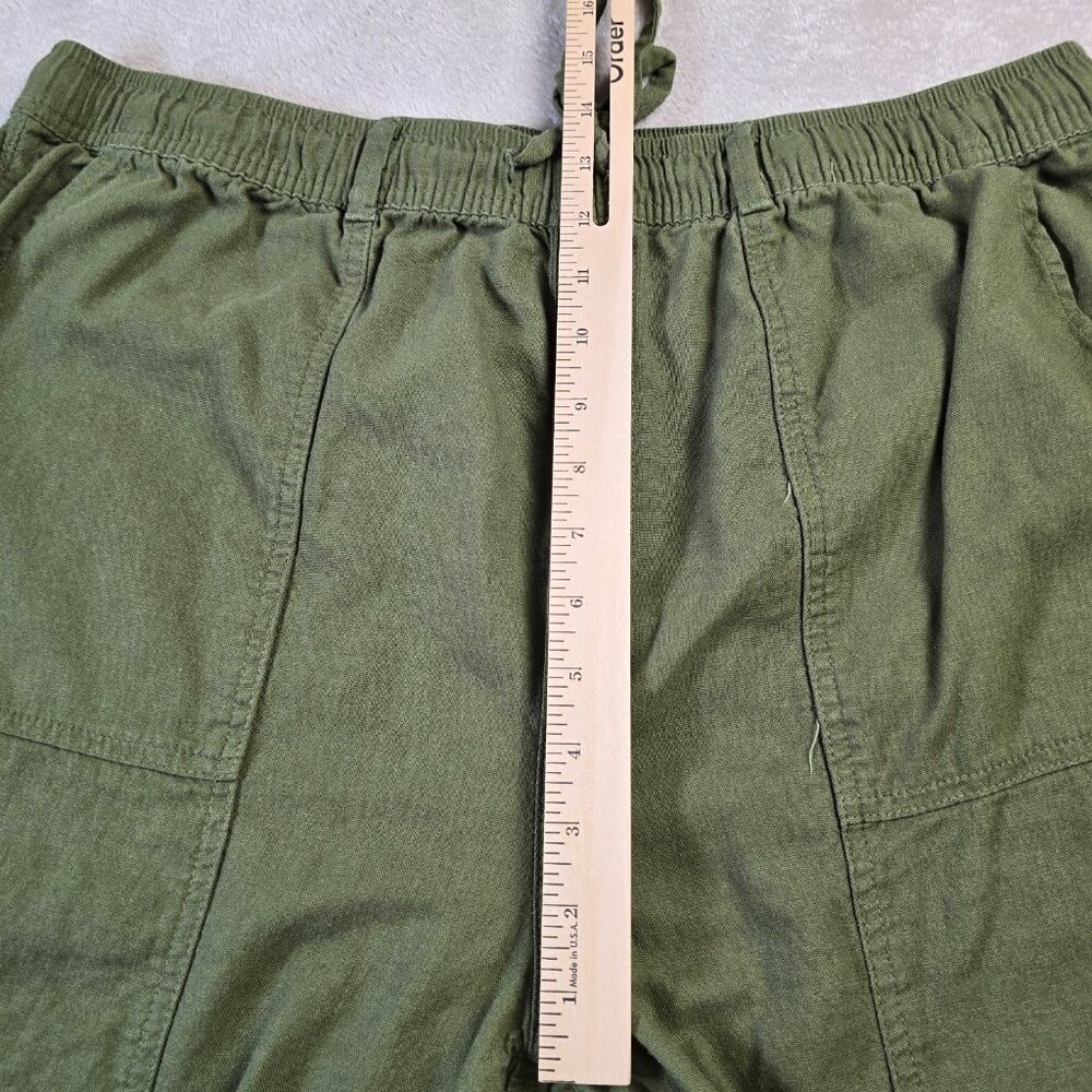 Time and Tru Linen Pants Womens Large 12-14 Olive Green Casual Straight Leg - Picture 5 of 11
